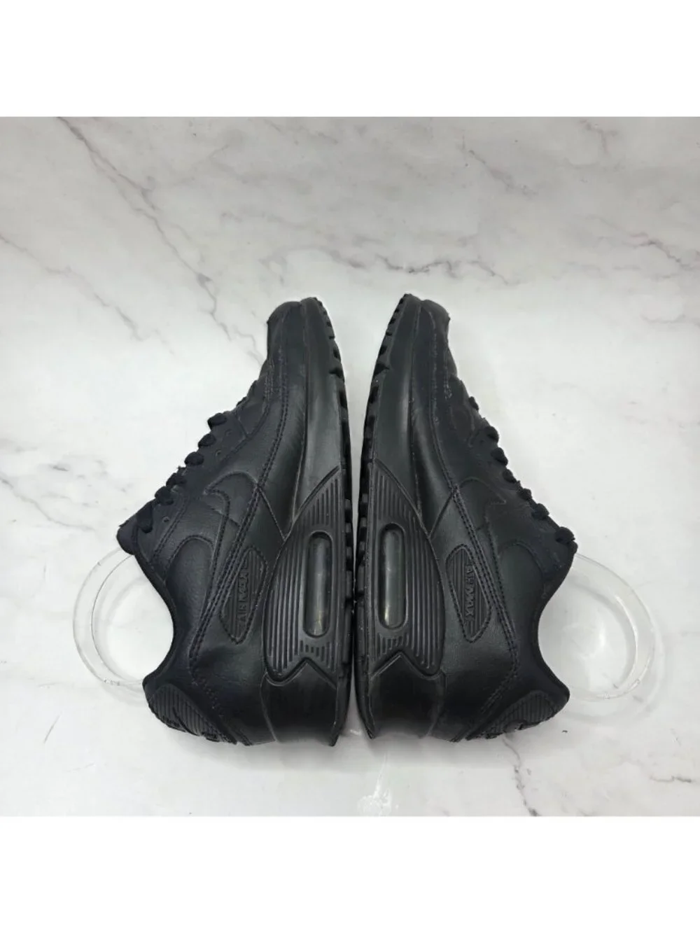 Nike Air Max 90 Triple Black GS Leather Shoes Sneakers CD6864-001 Youth 6.5